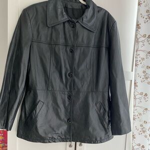 Wilson Black Leather Button-Front Women's Jacket